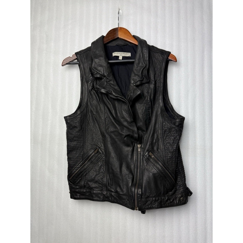What Goes Around Comes Around Genuine Sheep Leather Black Vest Women's Size L